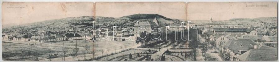 1904 Szekszárd, Szegzárd; 3-részes kihajtható panorámalap. Fischhof Mór kiadása / 2-tiled folding panoramacard (hajtásnál szakadt / torn at fold)