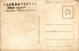 1941 Uzon, Usendorf, Ozun; Országzászló / Hungarian flag. Puskás István photo (fl)