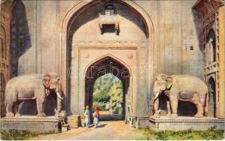 1924 Delhi, Elephants Gate. Raphael Tuck & Sons Oilette Postcard No. 8983. Delhi Series II. (EK)