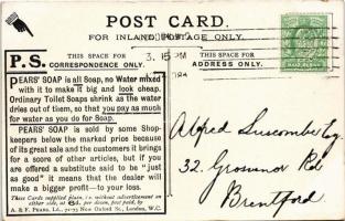 Bubbles. "Pears' Soap" British soap advertisement art postcard litho