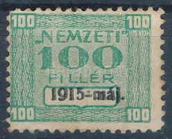 1915 NEMZETI 100 FILLÉR feliratú tagsági v. adománybélyeg