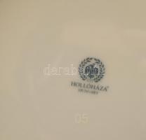 Hollóházi porcelán váza hortenzia és pillangó dekorral, kézzel festett, jelzett, kopásnyomokkal, m: ...