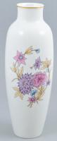 Hollóházi virágmintás porcelán váza. Matricás, jelzett, kopott, m: 26 cm