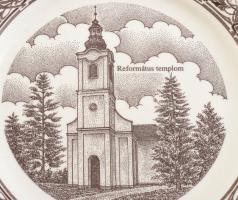 4 db Decobex jelszett dísztányér, tányérállvánnyal, Matty község Baranya megyei látványosságaival dí...