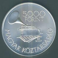 2007. 5000Ft Ag "Kodály Zoltán" T:BU Csak 4000db! Tanúsítvánnyal!