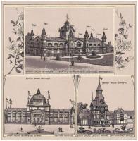 Budapest XIV. Millenium Kiállítási emlékképek a Városligetben - 12 részes kihajtogatható litho lepor...