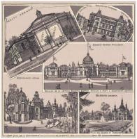 Budapest XIV. Millenium Kiállítási emlékképek a Városligetben - 12 részes kihajtogatható litho lepor...