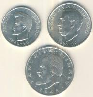 1948. 5Ft+10Ft+20Ft Ag "Petőfi, Széchenyi, Táncsics-Szabadságharc" sor T:2 ph