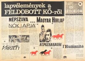 1969 Lapvélemények a Feldobott kő-ről, filmplakát, Egyetemi Ny., hajtva, kis szakadásokkal, 79x57 cm