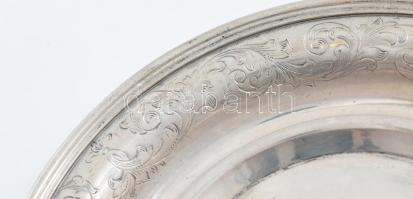Ezüst (Ag) tálka, jelzett, antik fémjellel, d: 16 cm, nettó: 188g