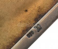 Ezüst (Ag) zománcozott cigarettatárca, vésett monogrammal, jelzett, 10x8 cm, cca. nettó: 120g