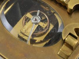 Régi 19. századi, mechanikus asztali óra, működik, kulccsal, m: 15,5cm