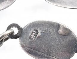 Ezüst (Ag) nyaklánc, Laspis Lazuli és Jáde, 2db gyöngy, h: 42 cm jelzett, bruttó: 33,4g