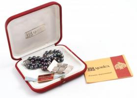 Ezüst (Ag) Majorca gyöngy nyaklánc, ezüst medállal és csattal, jelzett, h: 51 cm, Garancia szám: 497...