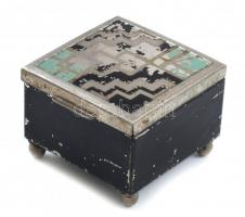 Régi íróasztal garnitúra, Art Deco (hamuzó, tűzőgép működik, öröknaptár erősen kopott,