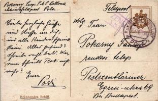 1918 Brennendes Schiff / WWI German Navy (Kaiserliche Marine) art postcard, burning ship. T.S.N. Ser...