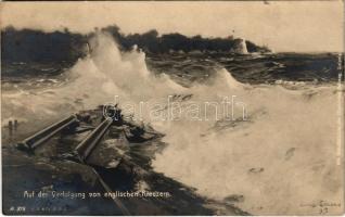 1916 Auf der Verfolgung von englischen Kreuzern / WWI German Navy (Kaiserliche Marine) art postcard s: Claus Bergen + K.U.K. KRIEGSMARINE SM SCHIFF SCHARFSCHÜTZE (b)