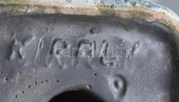 Király: Retró gyertyatartó. Kerámia, csorba, jelzett, m:23 cm
