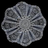 Ólom kristály kínálótál, csiszolt, metszett, d:20 cm, m:9 cm / Lead crystal bowl
