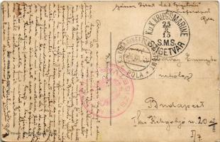 1915 Flaggenschiff "Viribus Unitis" mit Hochseebooten / WWI Austro-Hungarian Navy, K.u.K. ...