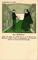 Das Stelldichein. Kriegspostkarte des ULK (Berliner Tageblatt) Nr. 25/115. / WWI German military propaganda, humour. artist signed (Rb)
