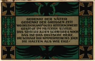 Gedenkt der Väter... Nationaler Frauendienst Frankfurt 1914. Offizielle Postkarte No. 1. / WWI German military art postcard, patriotic propaganda (fl)
