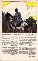 1915 Lied der k. k. Landwehrfeldkanonendivision Nr. 13. Mirko Jelusich. Witwen- und Waisenhilfsfond der K. k. Wiener Landwehr-Artillerie / WWI Austro-Hungarian K.u.K. military art postcard, charity fund (kopott sarkak / worn corners)