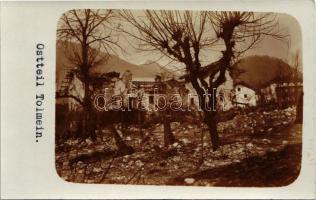 Tolmin, Tolmein, Tolmino; Ostteil / WWI Austro-Hungarian K.u.K. military, blown-up houses. photo