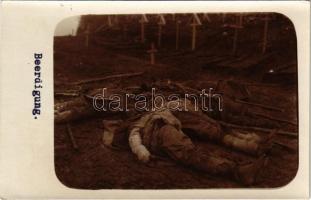 Beerdigung / WWI Austro-Hungarian K.u.K. military, dead soldiers burial, corpses. photo