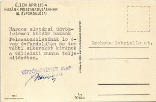 Budapest XI. Gellérthegy, Citadella, Szabadság szobor. Képzőművészeti Alap Kiadóvállalat + "Élj...