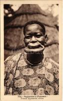Tányérajkú néger / French Equatorial Africa. The Negresses a Plateaux African folklore, lip plate (EK)