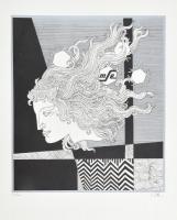 Szász Endre (1926-2003): Női arc (Emese). Szitanyomat, papír, számozott (22/100), jelzett, 40×35,5 cm