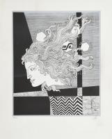 Szász Endre (1926-2003): Női arc (Emese). Szitanyomat, papír, számozott (89/100), jelzett, lap széle kissé sérült és kissé foltos 40×35,5 cm