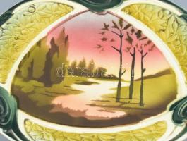 Körmöcbányai talpas tortatál, 24x12cm + 1db süteményes tányér 18 cm, lepattanások, jelzett