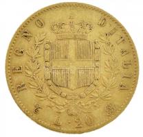 Olaszország 1865T-BN 20L Au "II. Viktor Emánuel" (6,39g/0.900) T:2- 
Italy 1865T-BN 20 Li...
