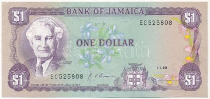 Jamaika 1990. 1$ EC 525808 T:I- kissé hullámos papír Jamaica 1990. 1 Dollar EC 525808 C:AU slightly wavy paper Krause P#68Ad