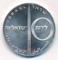 Izrael 1972. 10L Ag A függetlenség 24. évfordulója forgalomba nem került emlék kiadás T:2 patina, erős ph Israel 1972. 10 Lirot Ag 24th Anniversary of Independence non-circulating commemorative coin C:XF patina, massive edge error Krause KM#62