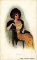 1912 Waiting Lady art postcard s: Bessie Pease Gutmann (fl)
