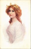 1918 Lady art postcard. B.K.W.I. 691-5. artist signed + K.u.K. Sturmbaon 18. 2. Sturmkompagnie (EK)