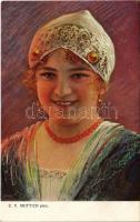Lady art postcard s: C. V. Muttich