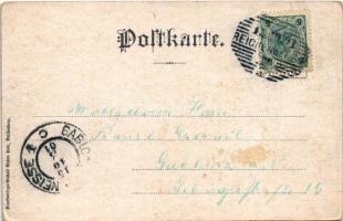 1901 Liberec, Reichenberg; Rathaus / town hall, square, tram (tear)