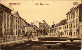 Szombathely, Szily János utca és szobor. Dukesz Jenő kiadása (EK)