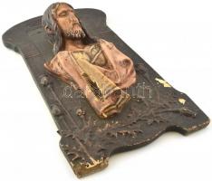 1900 körül, Jézus, Mária, régi papírmasé, sérült, 58x34cm