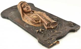 1900 körül, Jézus, Mária, régi papírmasé, sérült, 58x34cm