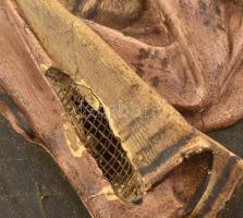 1900 körül, Jézus, Mária, régi papírmasé, sérült, 58x34cm