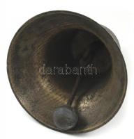 Régi harang, öntött bronz, , patinával, jelzés nélkül, foltos, m: 10 cm, d: 9 cm