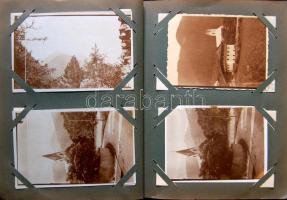 Háborús emlékalbum, 63 db első világháborús fotólap közte néhány fotó: olasz front Tirolban, háborús...