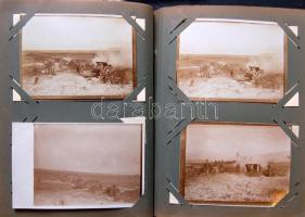 Háborús emlékalbum, 63 db első világháborús fotólap közte néhány fotó: olasz front Tirolban, háborús...