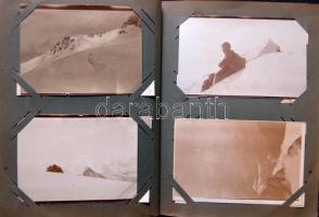 Háborús emlékalbum, 63 db első világháborús fotólap közte néhány fotó: olasz front Tirolban, háborús...