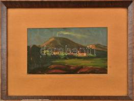 Jaksa István (1894-1982): Pompei. Olaj, karton, jelzett. Sérült fa keretben, 14x25 cm